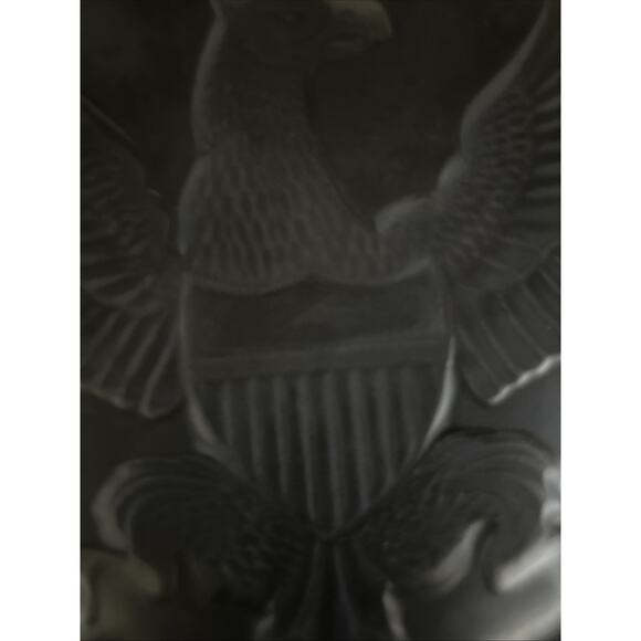 Vintage Indiana Glass Frosted American Eagle Ashtray cigar 10" very heavy 7 star - Picture 6 of 16